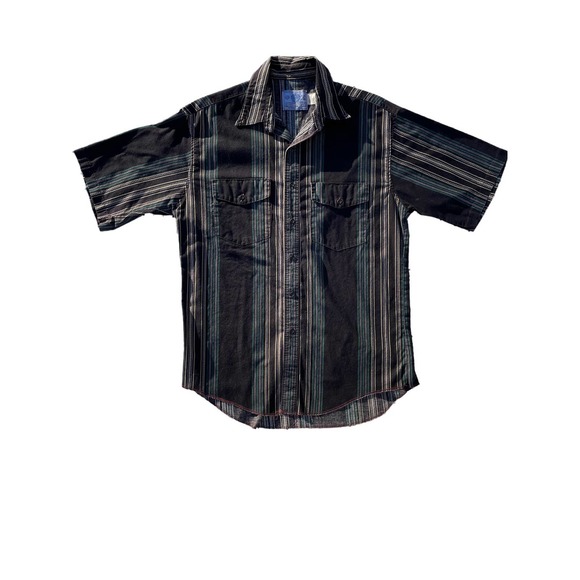 American Hero Short-Sleeve Striped Western Button Up Shirt Large - Picture 5 of 5